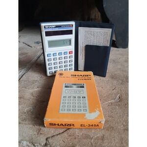 Vintage Sharp ELSIMATE EL-3445A Solar Cell Calculator Blue & White WORKS Korea